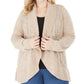 Karen Scott Women's Plus Cable Knit Cardigan Sweater Brown Size 2X