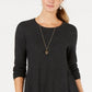 Style & Co Women's Petite Pleated High-Low Sweater Dark Gray Size Medium