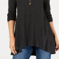 Style & Co Women's Petite Pleated High-Low Sweater Dark Gray Size Medium