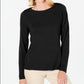 Karen Scott Women's Crewneck Long Sleeve Sweater  Black Size Small
