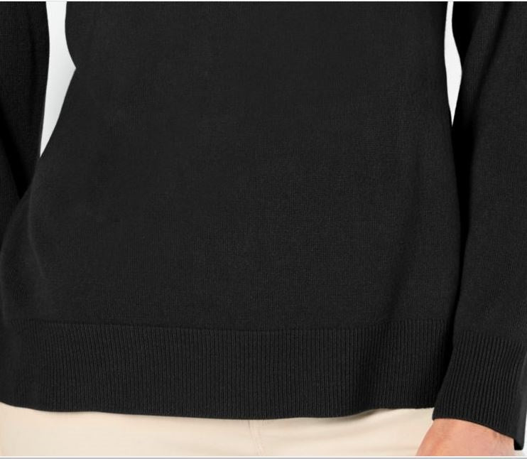 Karen Scott Women's Crewneck Long Sleeve Sweater  Black Size Small