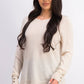 Charter Club Women's Merino Wool Button Cuff Crewneck Sweater Beige Size X-Large