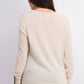 Charter Club Women's Merino Wool Button Cuff Crewneck Sweater Beige Size X-Large