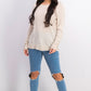 Charter Club Women's Merino Wool Button Cuff Crewneck Sweater Beige Size X-Large