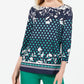 Charter Club Women's Printed Boat Neck Top Blue Size X-Large