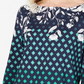 Charter Club Women's Printed Boat Neck Top Blue Size X-Large