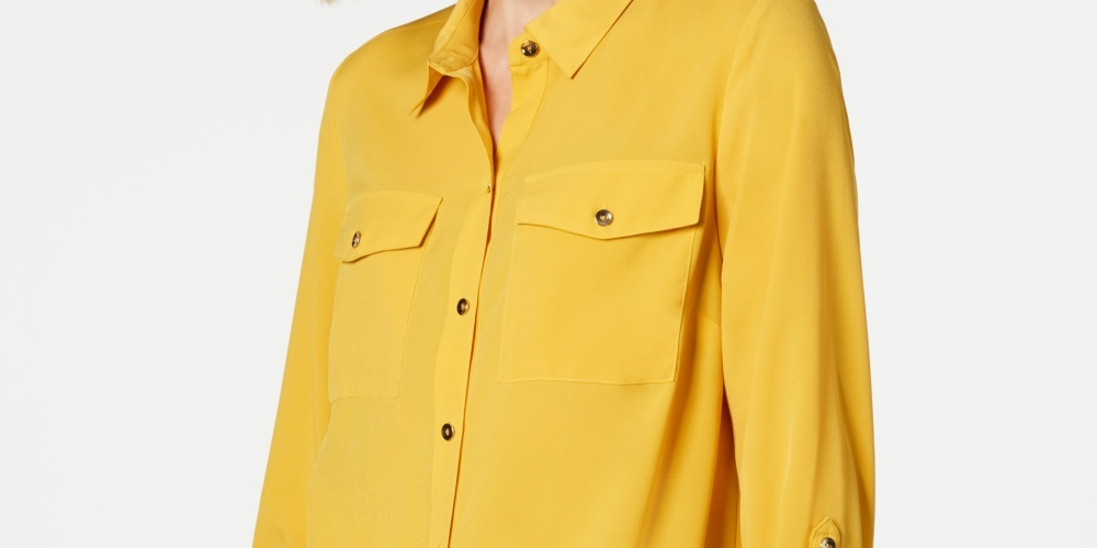 Charter Club Women's Two Pocket Shirt Gold Size XX-Large