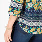 Charter Club Women's 3/4 Sleeve Printed Top Blue Size Medium