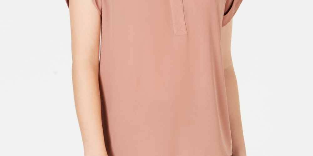 Charter Club Women's Split Neck Top Beige Size Small