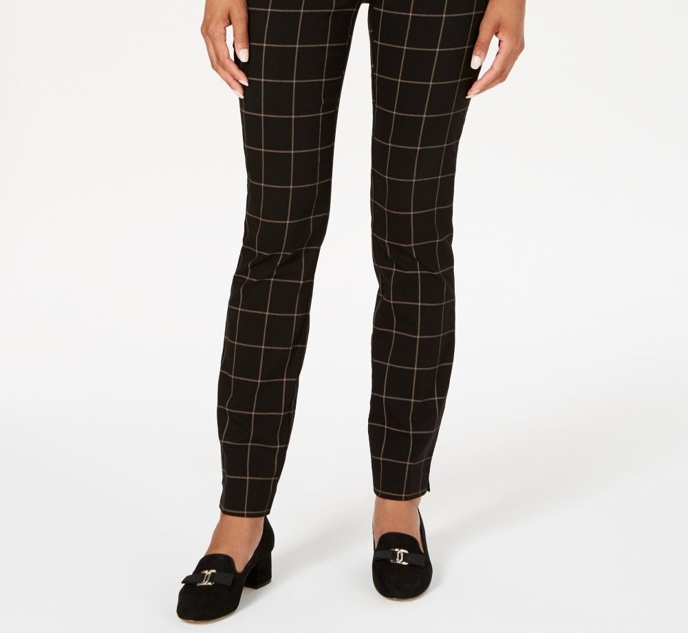 Charter Club Women's Windowpane Pants  Charcoal Size 18