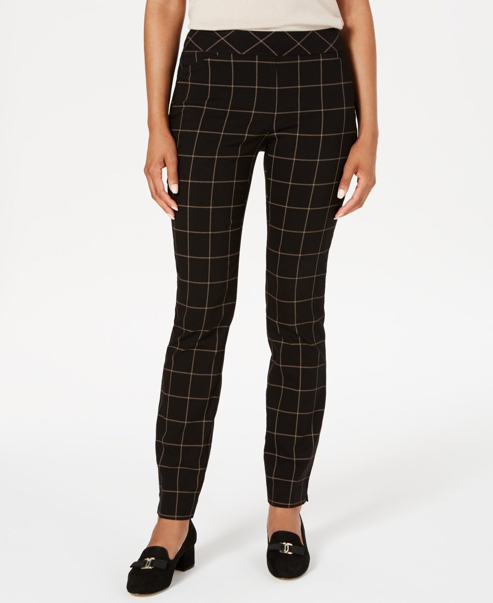 Charter Club Women's Windowpane Pants Charcoal Size 6