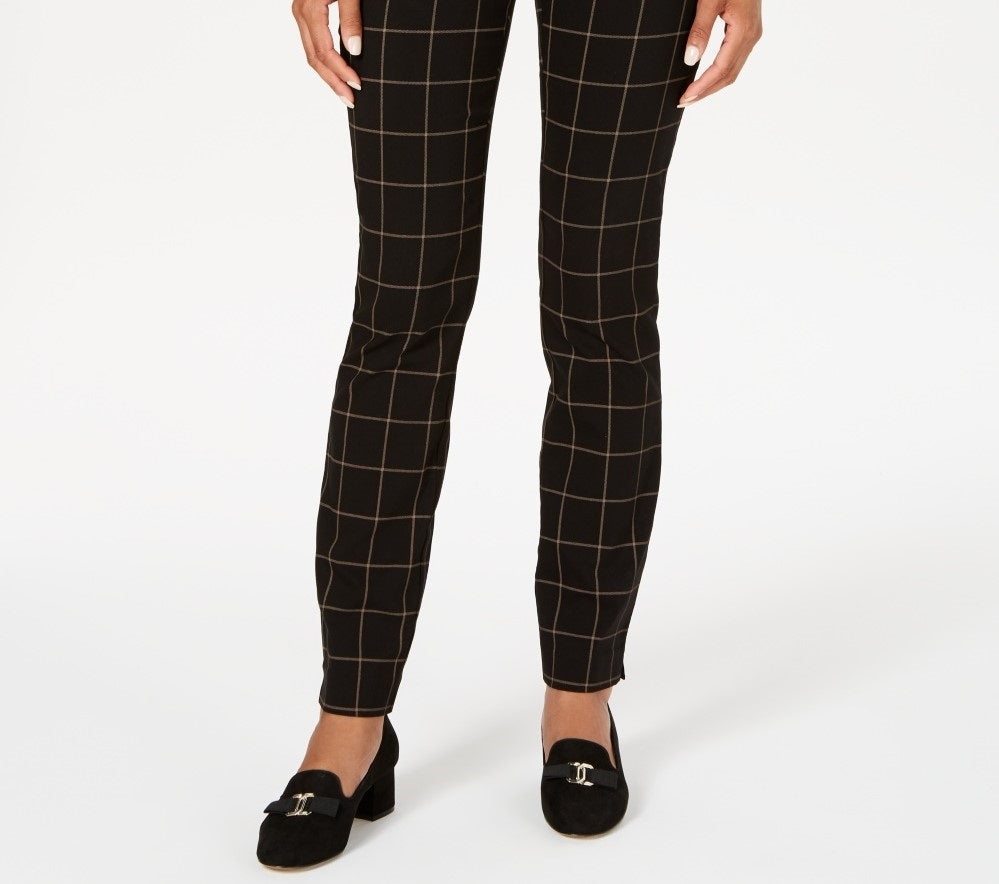 Charter Club Women's Windowpane Pants Charcoal Size 6
