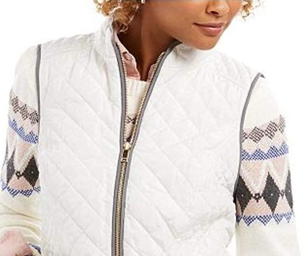Charter Club Women's Quilted Stand-Collar Vest White Size XX-Large