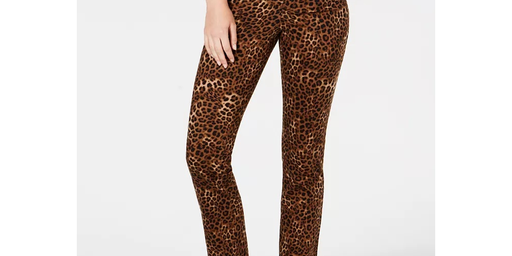 Charter Club Women's Printed Lexington Straight Leg Jeans Brown Size 4 Petite
