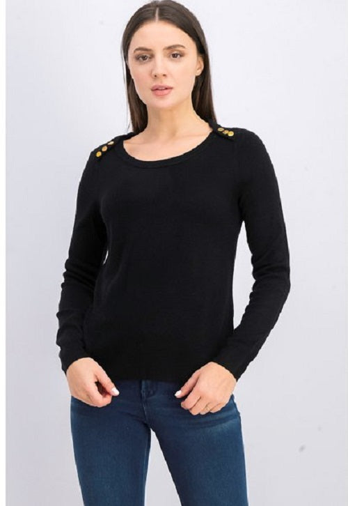 Karen Scott Women's Button-Shoulder Sweater Black Size X-Large
