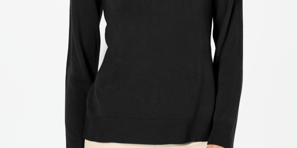 Karen Scott Women's Button Shoulder Sweater Black Size XX-Large