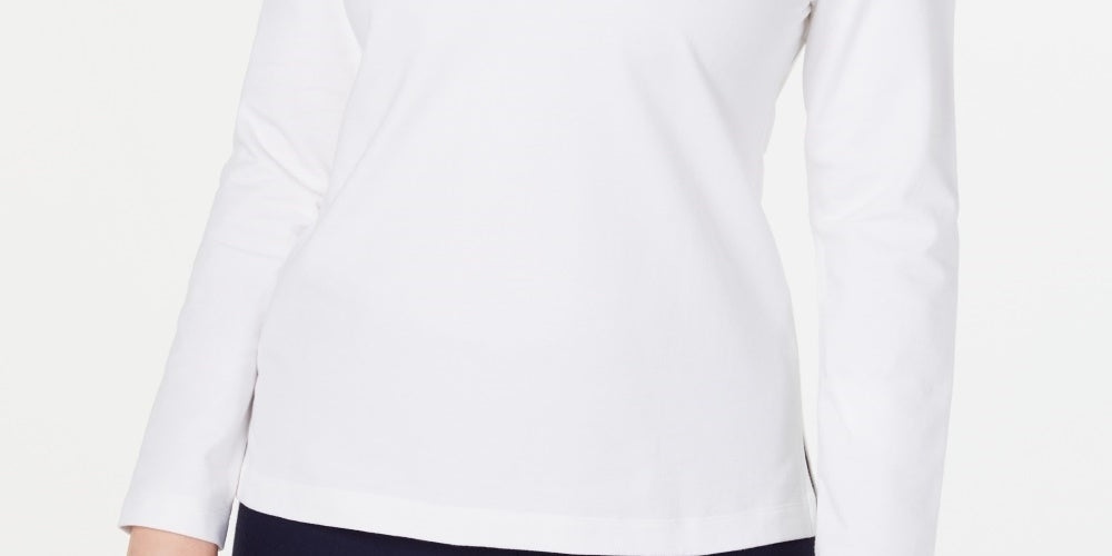 Karen Scott Women's Sport Lace-Up Sweatshirt  White Size XX Large