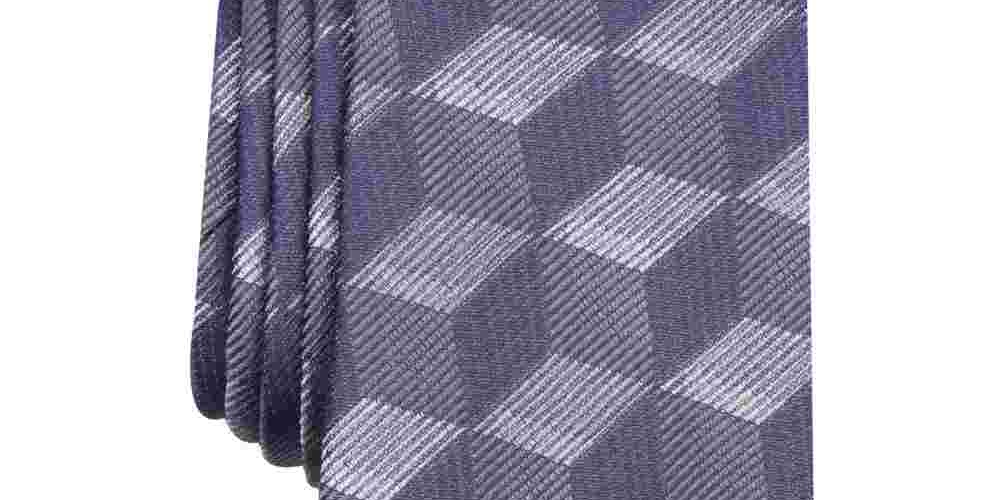 Alfani Men's Alden Silk Blend Geometric Neck Tie Gray Size Regular