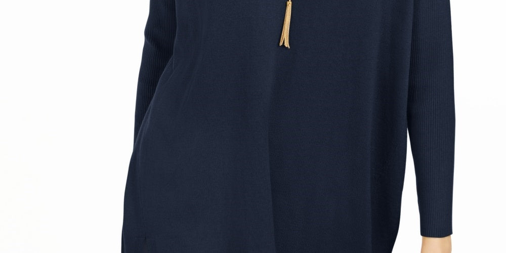 Style & Co Women's V-Neck Tunic Sweater Navy Size Small