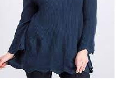 Style & Co Women's Scalloped Hem Ribbed Sweater  Blue Size Small
