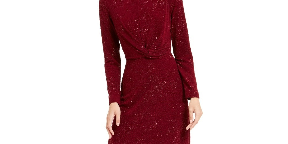 Alfani Women's Tonal Twist Waist Dress Red Size XX-Large