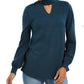 Style & Co Women's Mock-Neck Keyhole Sweater Dark Blue Size XX-Large