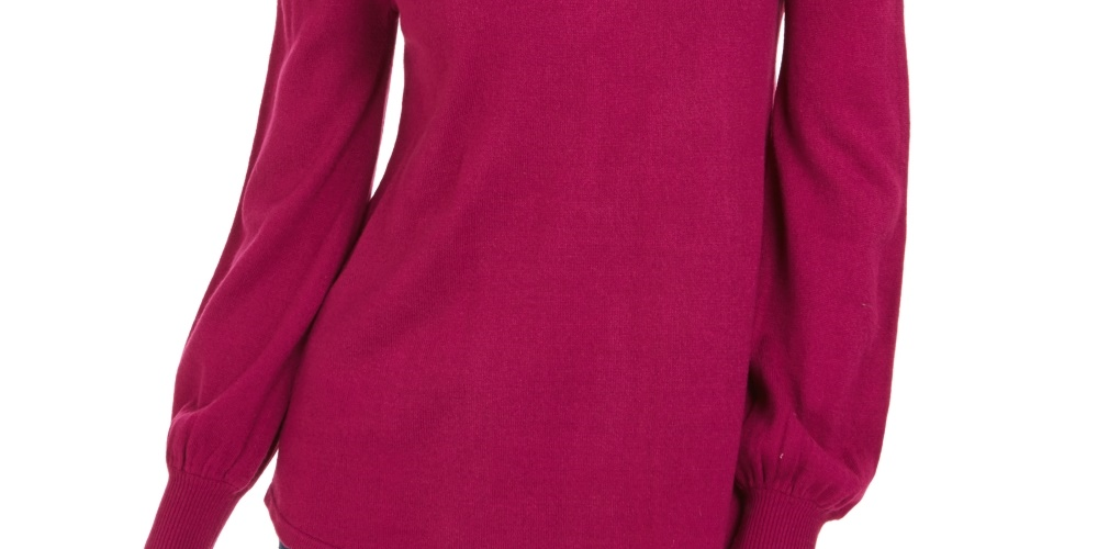 Style & Co Women's Mock Neck Keyhole Sweater Purple Size Large