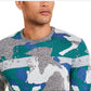 Alfani Men's Abstract Jacquard Crewneck Sweater Green Size Medium