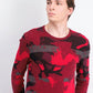 Alfani Men's Abstract Jacquard Crewneck Sweater Red Size Small