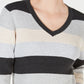 Karen Scott Women's Colorblocked V-Neck Cotton Sweater Brown Size Small