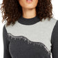 Alfani Women's Asymmetrical Beaded Sweater Dark Gray Size Small