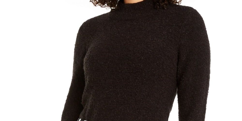 Alfani Women's Mock-Neck Boucle Sweater Black Size X-Large