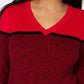 Karen Scott Women's Striped V Neck Cotton Sweater Red Size X-Large
