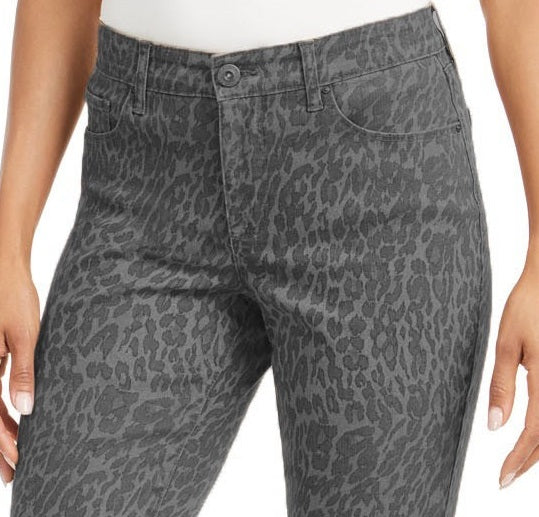 Style & Co Women's Curvy-Fit Skinny Printed Jeans Gray Size SQUARE 18