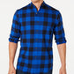 Club Room Men's Stretch Brushed Cotton Plaid Flannel Shirt Navy Size Small