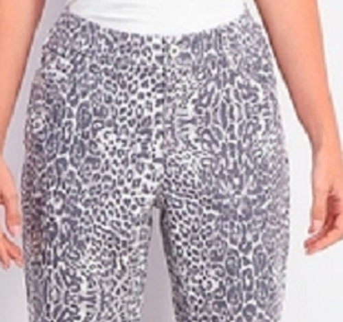 INC International Concepts Women's ncessential Leopard-Print Curvy-Fit Skinny Jeans Blue Size 2