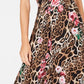 INC International Concepts Women's Beige Printed Sleeveless V Neck Midi Trapeze Dress Gold Size 4