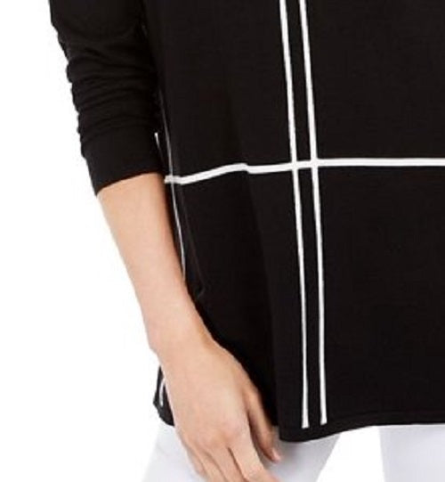 Alfani Women's Grid-Pattern Sweater Black Size Medium