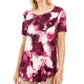 JM Collection Women's Petite Printed Printed Top  Pink SizePetite Small-Medium