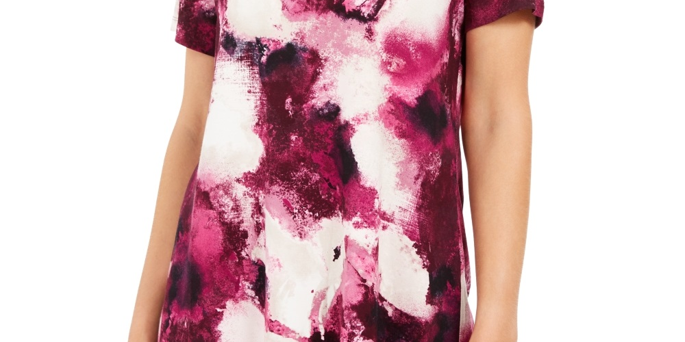 JM Collection Women's Petite Printed Printed Top  Pink SizePetite Small-Medium