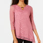 JM Collection Women's Animal Print Burnout Top Pink Size Petite Large