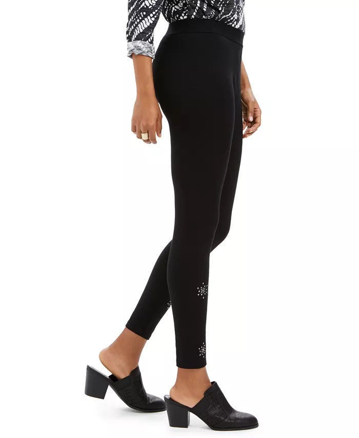 Style & Co Women's Snowflake Embellished Leggings Black Size Petite Petite
