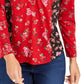 Style & Co Women's Floral Print Button Down Top Red Size Petite Petite