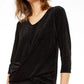 Alfani Women's Metallic-Stripe Twist-Front Top Black Size Small