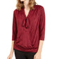 Alfani Women's Tie-Neck Surplice Top Wine Size X-Large
