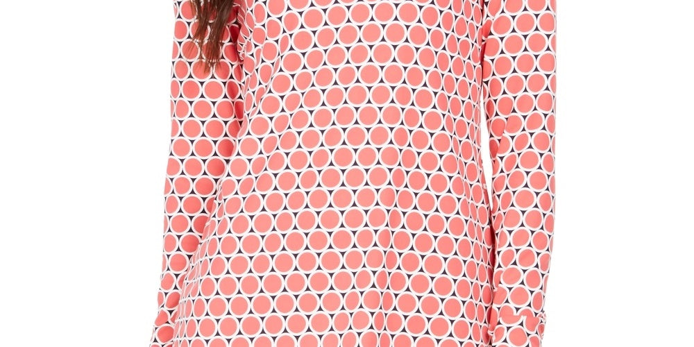 Charter Club Women's Printed Half Zip Top Pink Size XX-Large