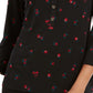 Charter Club Women's 3/4 Sleeve Printed Polo Top  Black Size X-Small