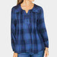 Style & Co Women's Plaid Pleated Top Navy Size Petite Petite
