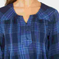 Style & Co Women's Plaid Pleated Top Navy Size Petite Petite