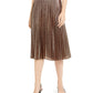 Alfani Women's Metallic Pleated Skirt Brown Size X-Large